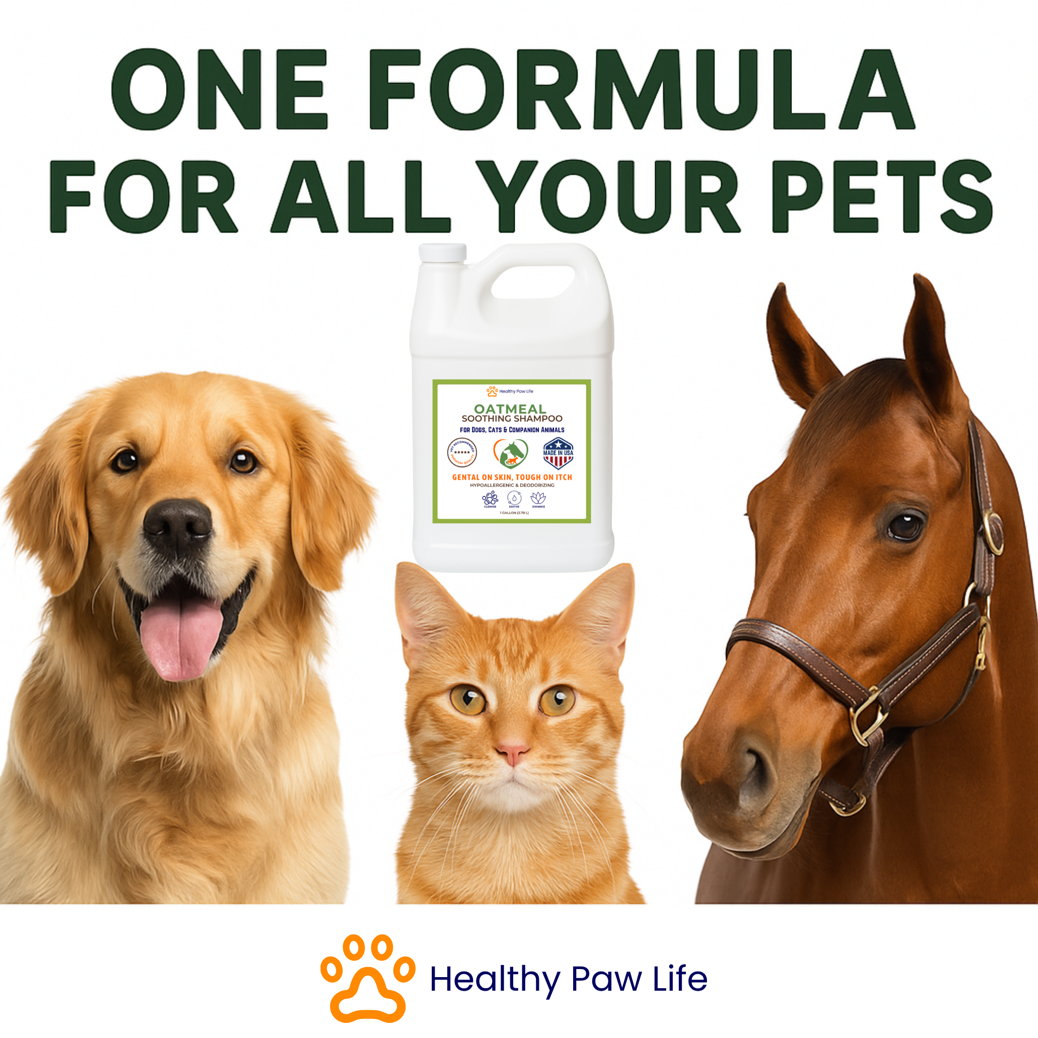 Oatmeal Shampoo – Vet-Recommended Itch Relief for Dogs, Cats & Horses – Hypoallergenic, Moisturizing & Deodorizing – 1 Gallon – Made in USA-4