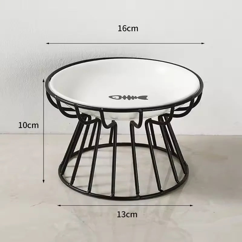 Tigela Cerâmica Elevada para Gato e Cão - Comedouro com Suporte