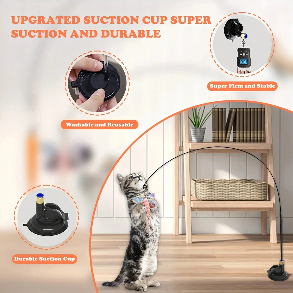 Brinquedo Interativo para Gato - Vara com Penas e Sino - Diversão Garantida para o Teu Gato