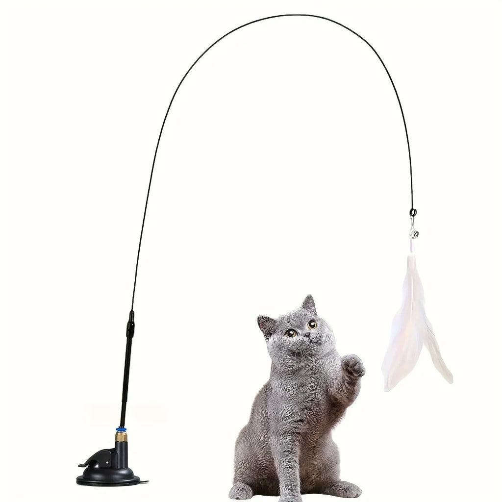Brinquedo Interativo para Gato - Vara com Penas e Sino - Diversão Garantida para o Teu Gato