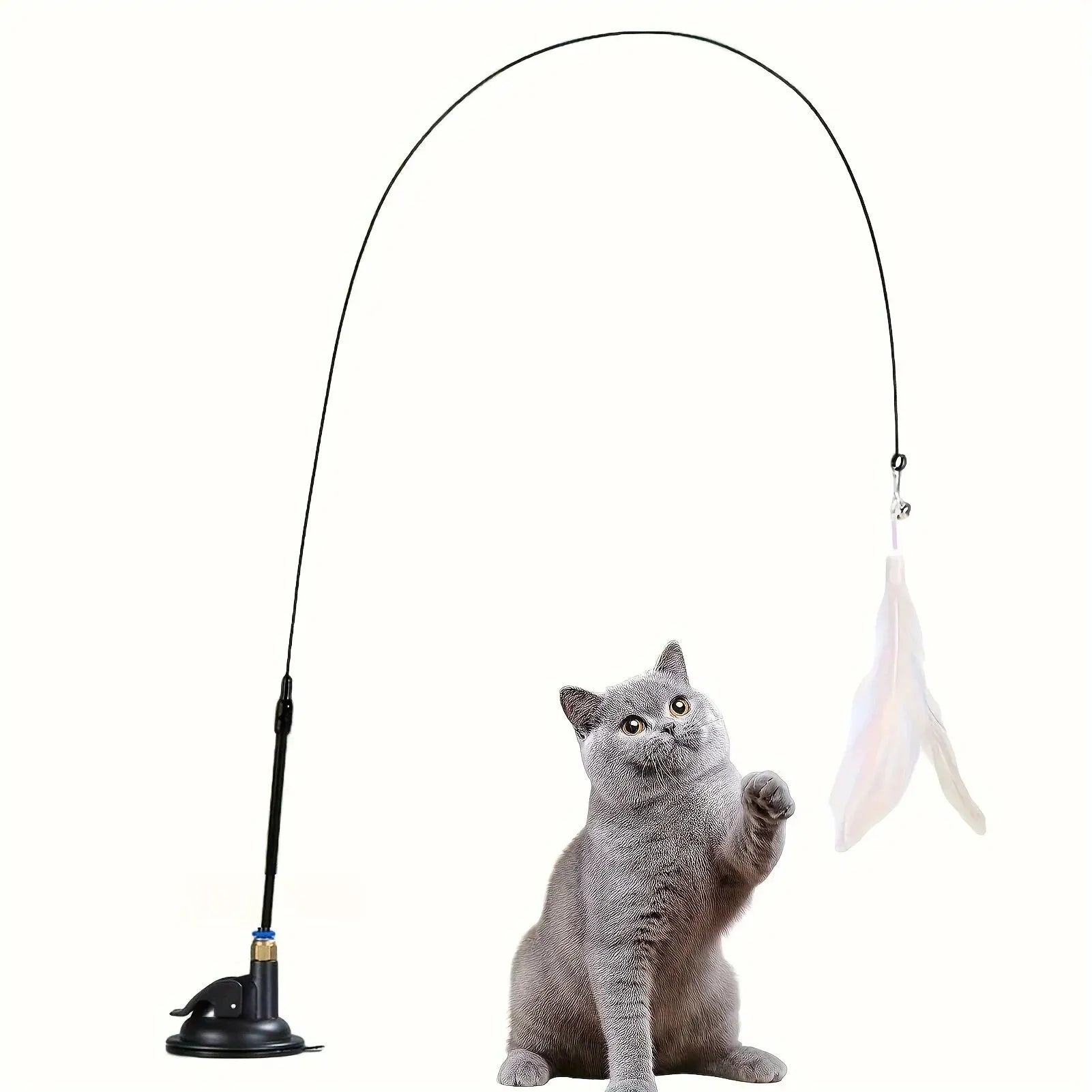 Brinquedo Interativo para Gato - Vara com Penas e Sino - Diversão Garantida para o Teu Gato