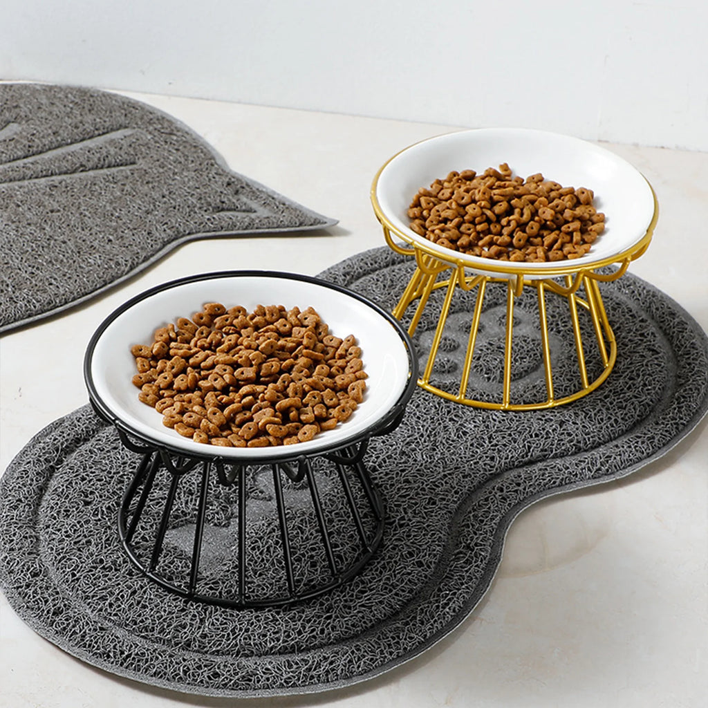 Tigela Cerâmica Elevada para Gato e Cão - Comedouro com Suporte