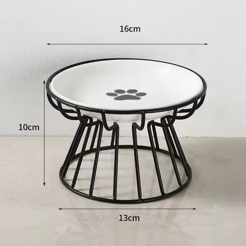 Tigela Cerâmica Elevada para Gato e Cão - Comedouro com Suporte